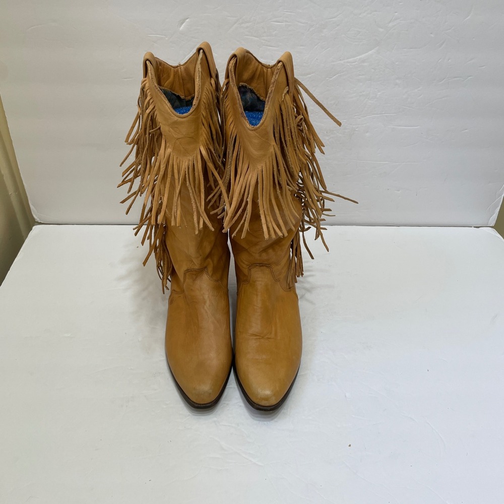 VINTAGE‎ DINGO FRINGE WESTERN BOOTS IN BUTTERY SOFT LEATHER - Picture 2 of 6